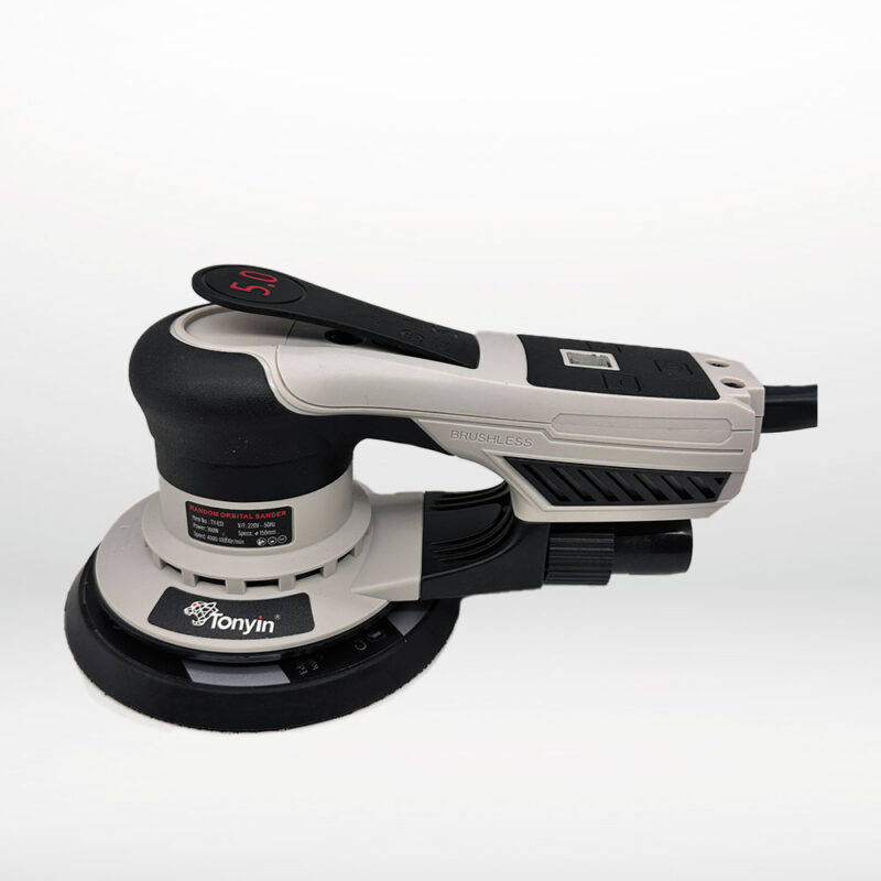 Elektrisk oscillerande slipmaskin Ø 150mm. bild tagen från sidan